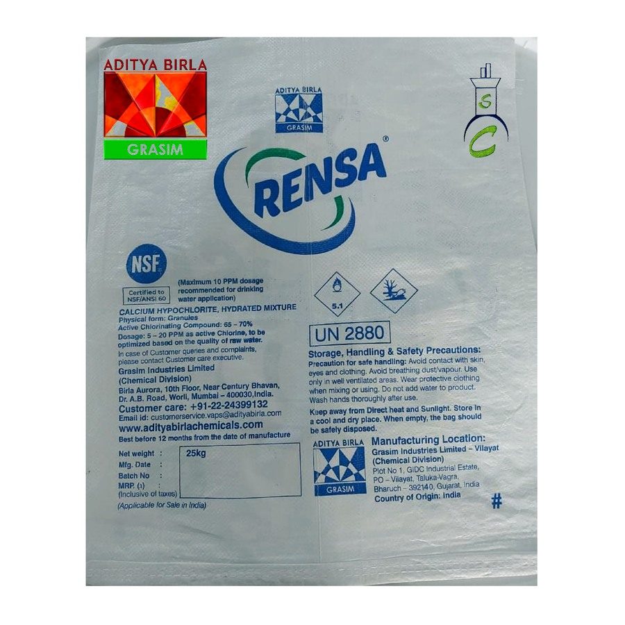 Rensa Calcium Hypochlorite Granules (65–70% Available Chlorine) packaging — Suraj Chemicals