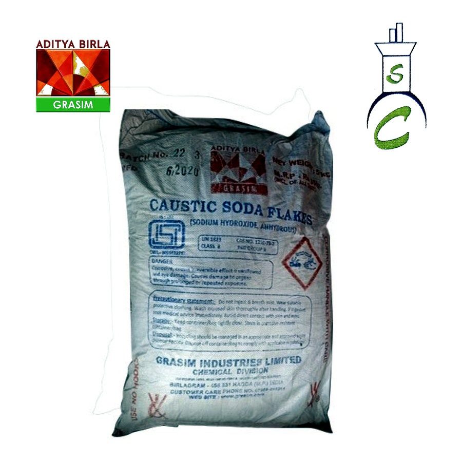 Caustic Soda Flakes (98%) packaging — Suraj Chemicals